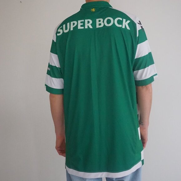 Macron Sporting Portugal Green White M14 Home Shirt Soccer Football Jersey 3XL - Picture 2 of 12